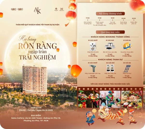 Hội Trăng Rộn Ràng tại AK Tower – Trải nghiệm Trung Thu đa sắc màu & cơ hội vàng sở hữu tổ ấm