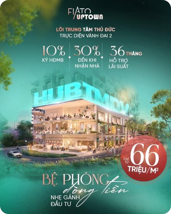 Hub TMDV Fiato Uptown và bài toán dòng tiền cho nhà đầu tư