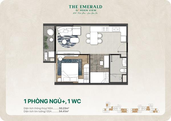 The Emerald Garden View: Layout căn hộ 40m² và 54m² tạo khác biệt từ tư duy thiết kế