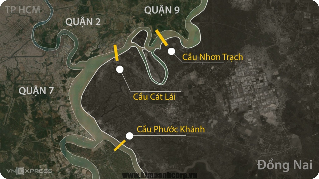 Cầu Nhơn Trạch cách vị trí dự tính xây cầu Cát Lái chừng 5km.